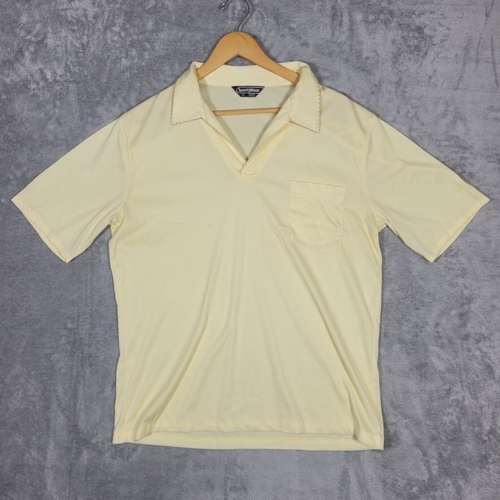 Vintage Sears Sportswear Polo Shirt Mens XL Yellow Solid